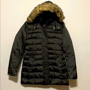 Lands’ End Faux Fur Hood Down Quilted Coat